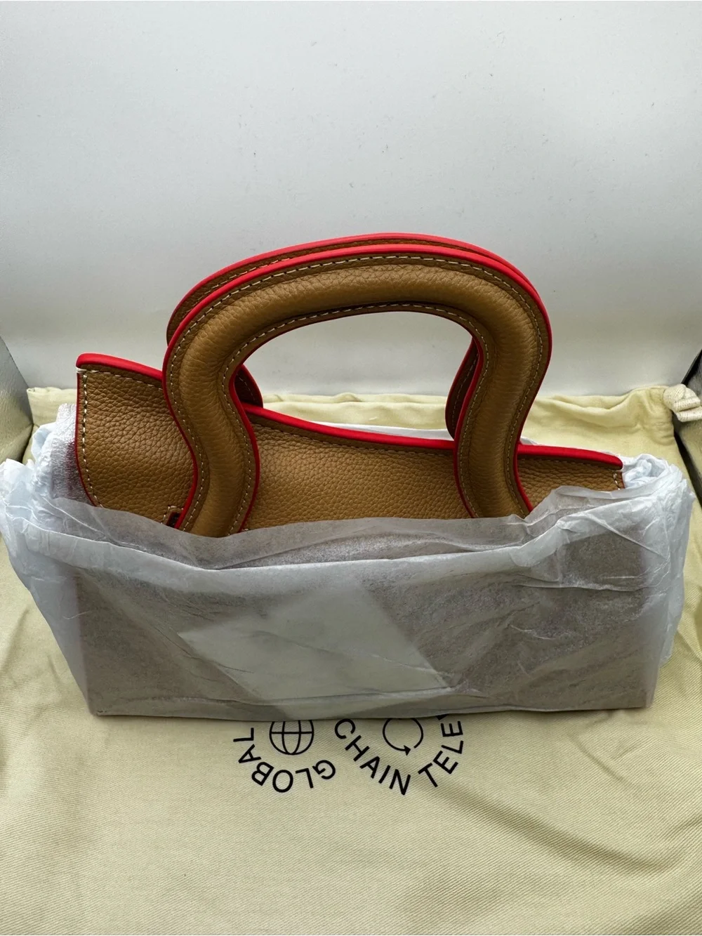 MSCHF Global Supply Chain Telephone GSCT Handbag Fawn Tan Red NWT